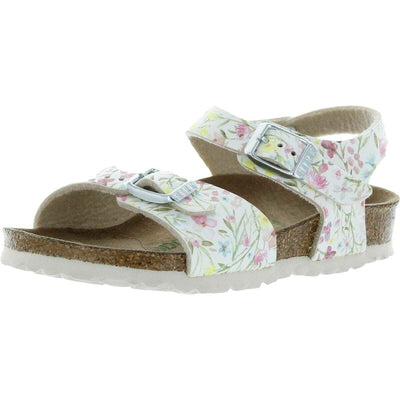 Birkenstock Girl's Florida Vegan (Toddler/Little Kid/Big Kid) Watercolor Flower White Birko-Flor™ EU 33 (US 2-2.5 Little Kid) Narrow