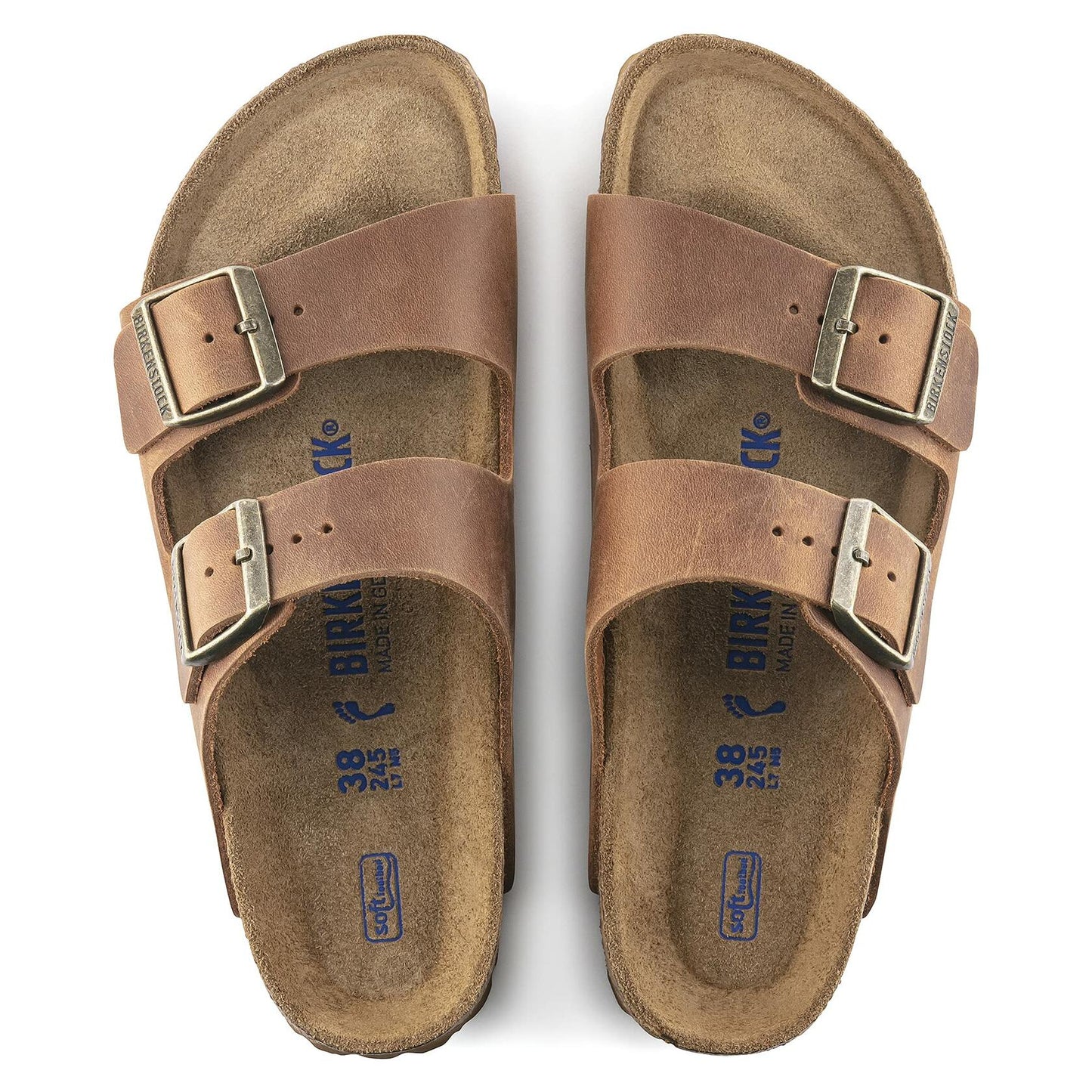 Birkenstock Arizona Sandals Soft Footbed Cognac Leather R 39 R EU 8-8.5 Women6-6.5 Men