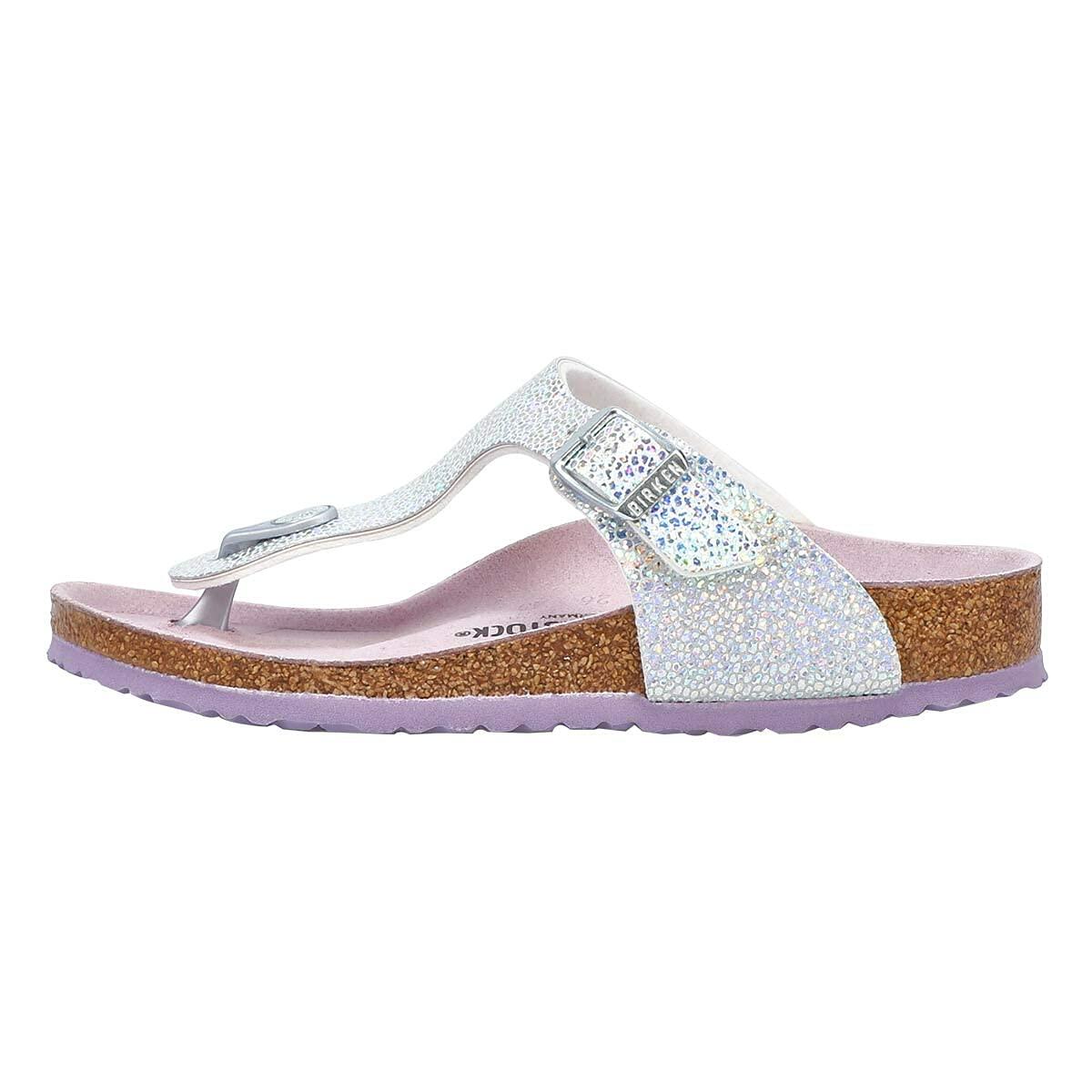 Birkenstock Children's Gizeh Microfiber Disco Ball Silver 34 N