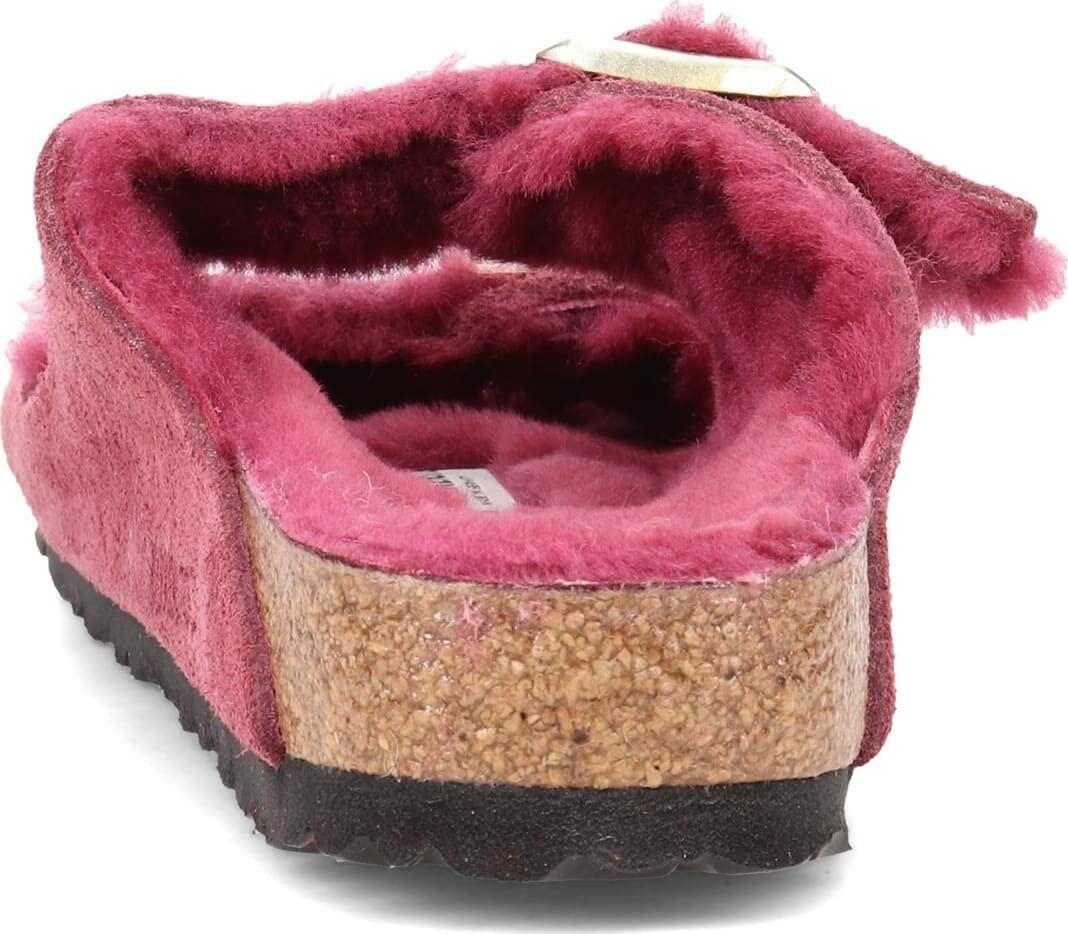Birkenstock Arizona Shearling Suede Leather Narrow Women | Maroon (1020464) (7, Maroon)