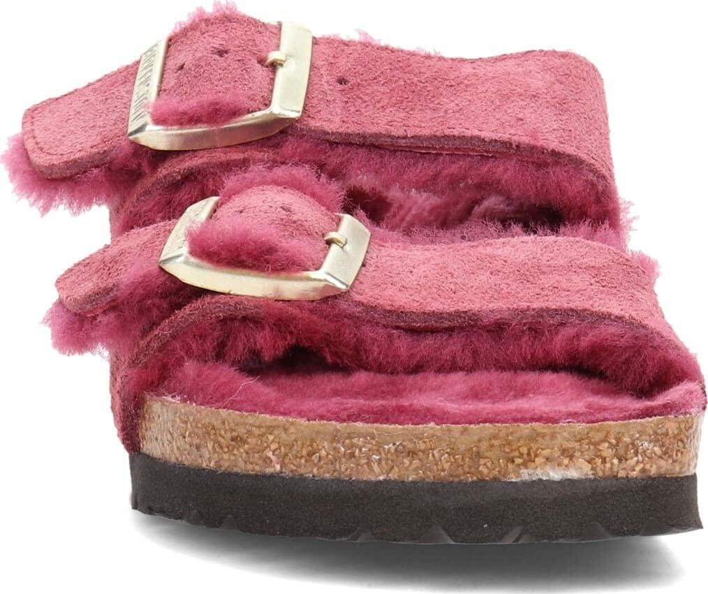 Birkenstock Arizona Shearling Suede Leather Narrow Women | Maroon (1020464) (7, Maroon)