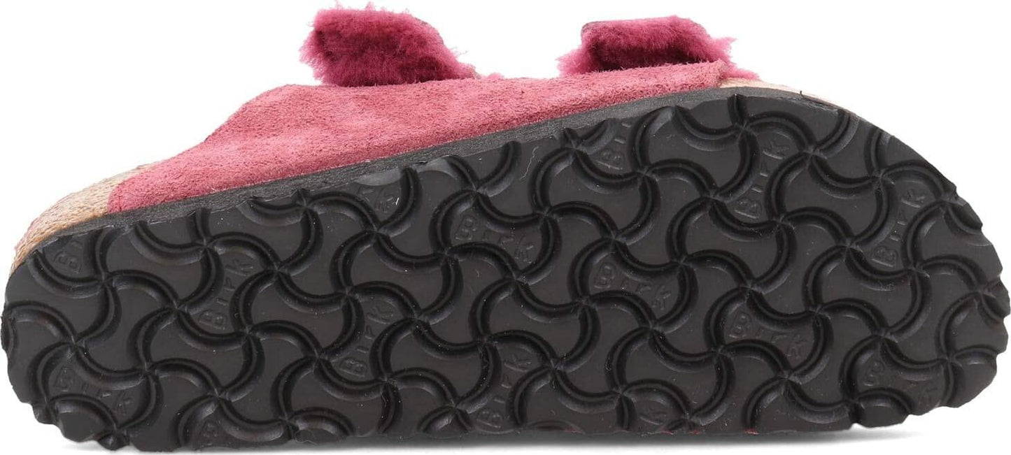 Birkenstock Arizona Shearling Suede Leather Narrow Women | Maroon (1020464) (7, Maroon)