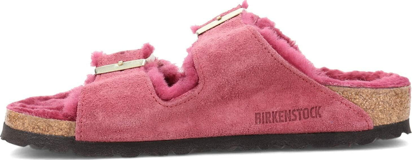 Birkenstock Arizona Shearling Suede Leather Narrow Women | Maroon (1020464) (7, Maroon)