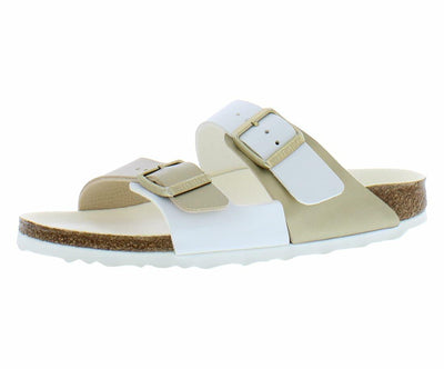 Birkenstock Women's Arizona Split Birko-Flor White/Gold 40 N