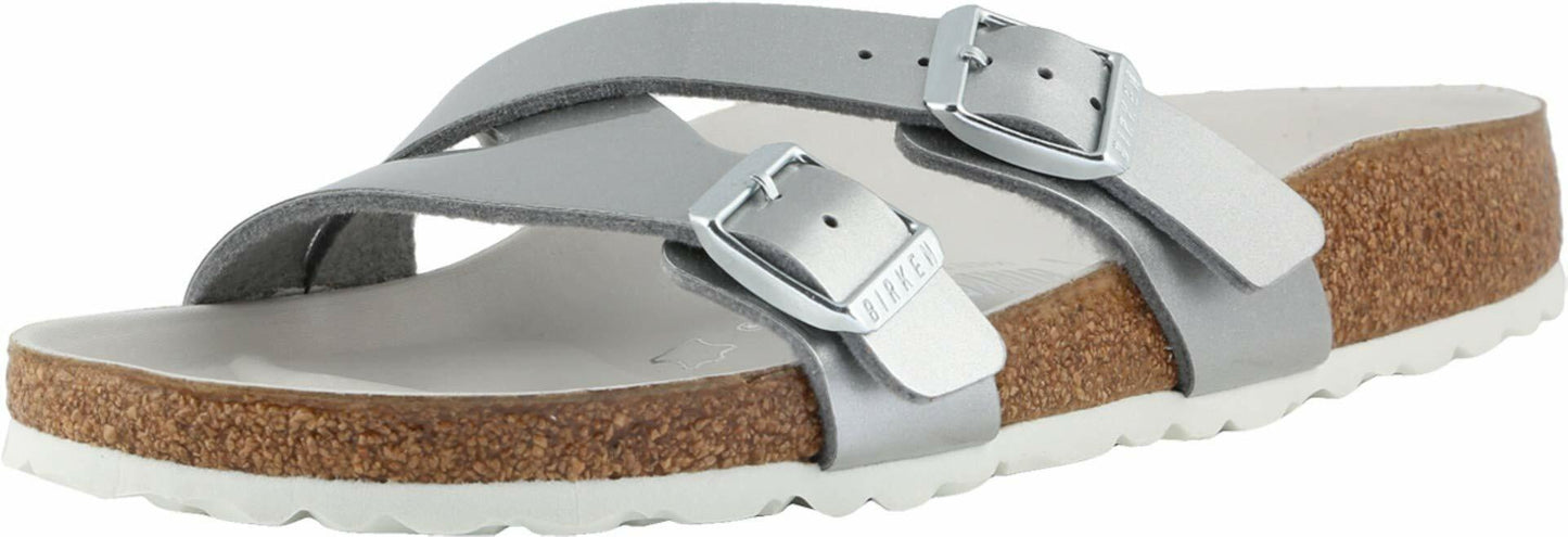 Birkenstock Women's Yao Metallic Silver Birko-Flor Sandal