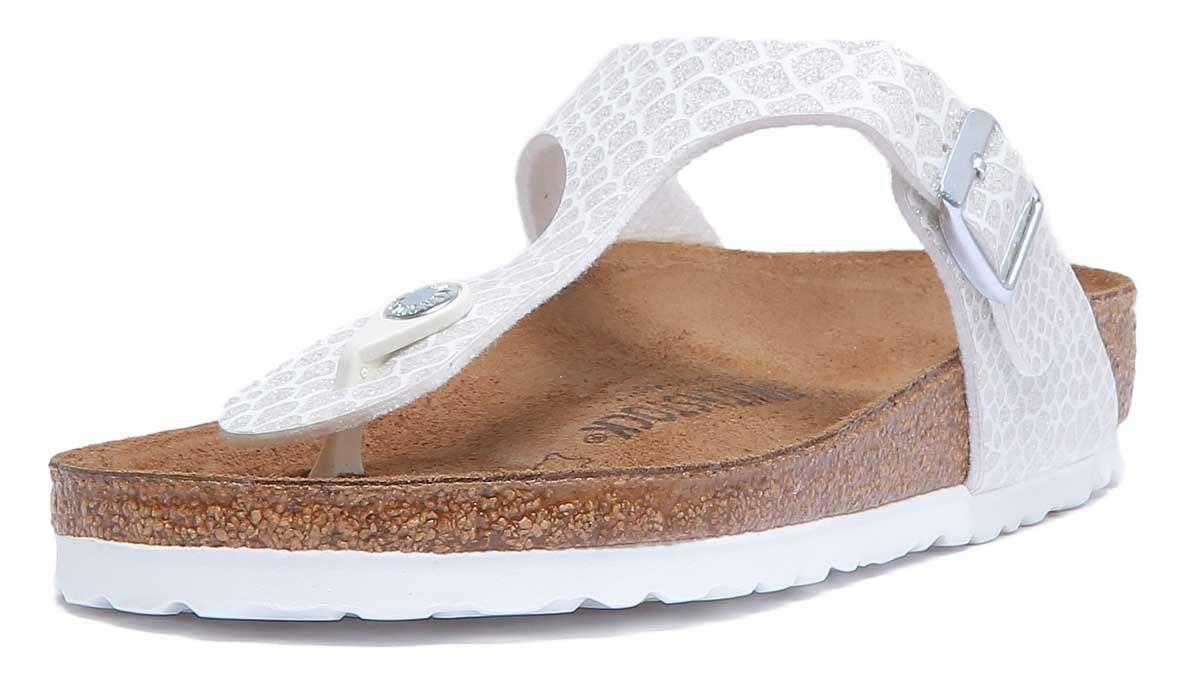 Birkenstock Womens Gizeh Magic Snake White Regular Fit Sandals Size 7