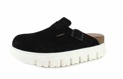 Birkenstock Womens Boston Chunky Platform Clog, Black Suede, Size 39 N EU (8-8.5 N US Women)