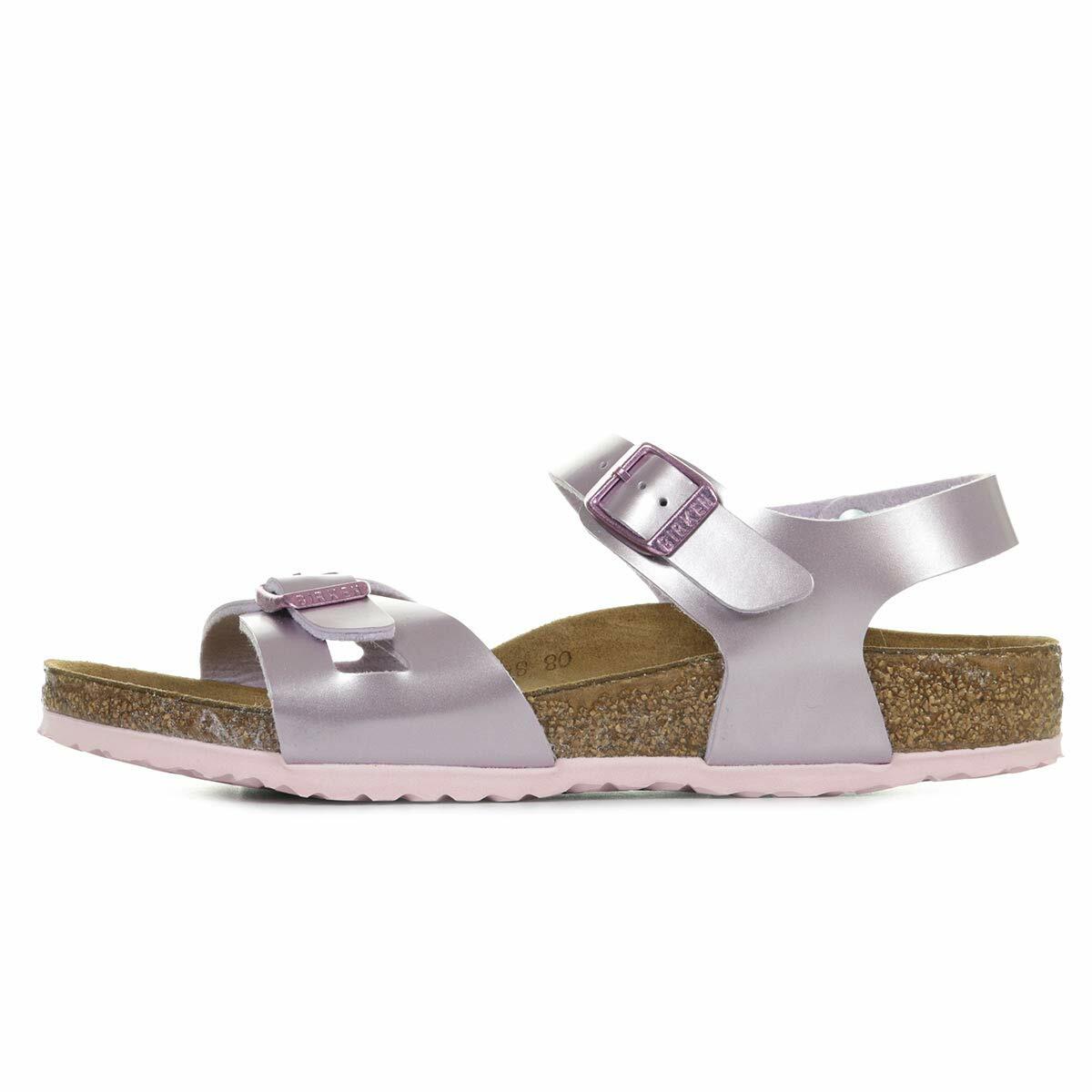 Birkenstock Girls Rio Kids' Lilac Metallic Flat Sandals Purple in Size US 1-1.5 Narrow Big Kid