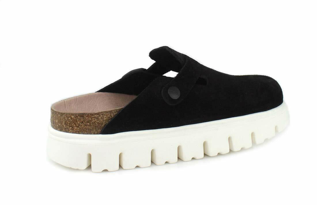 Birkenstock Womens Boston Chunky Platform Clog, Black Suede, Size 39 N EU (8-8.5 N US Women)