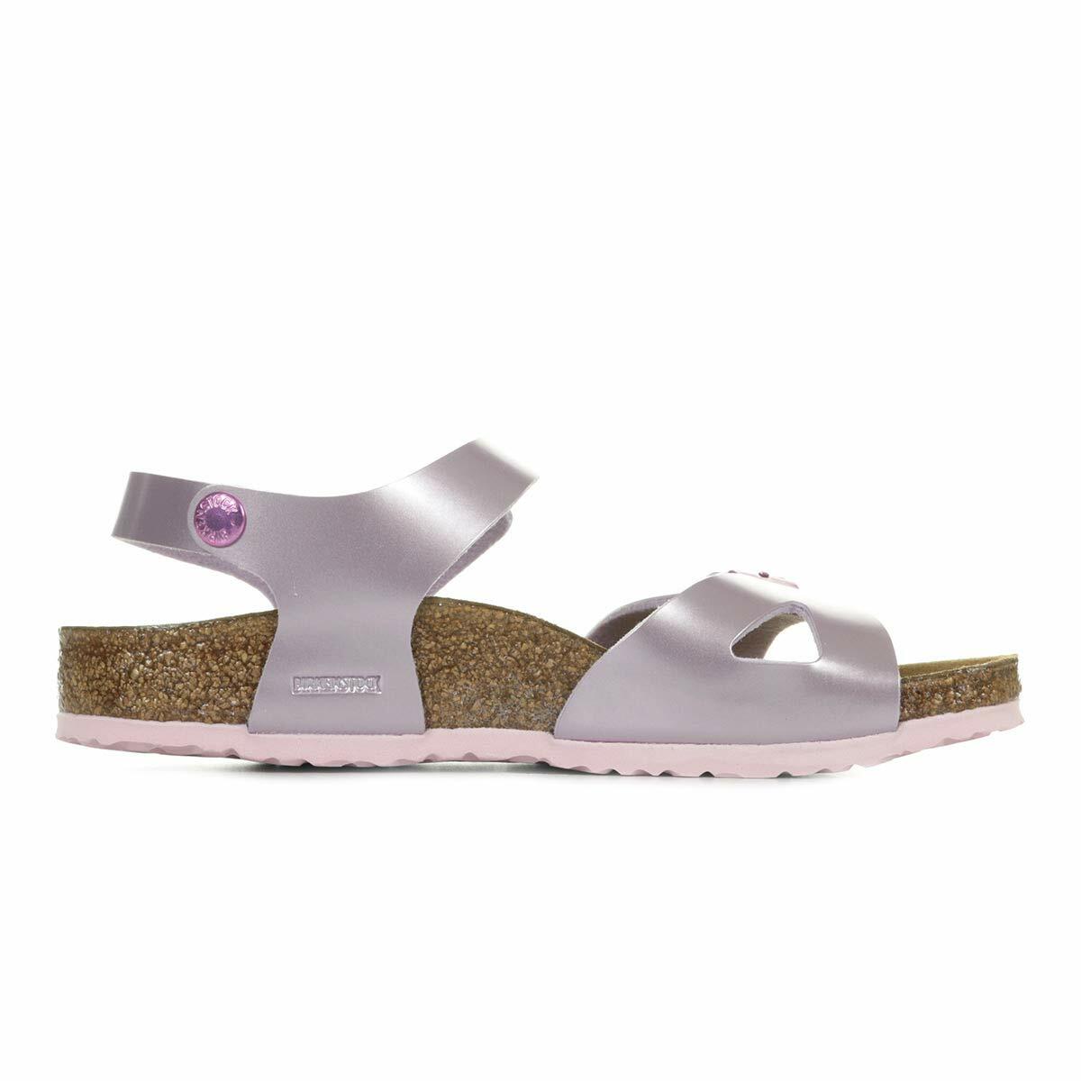 Birkenstock Girls Rio Kids' Lilac Metallic Flat Sandals Purple in Size US 1-1.5 Narrow Big Kid
