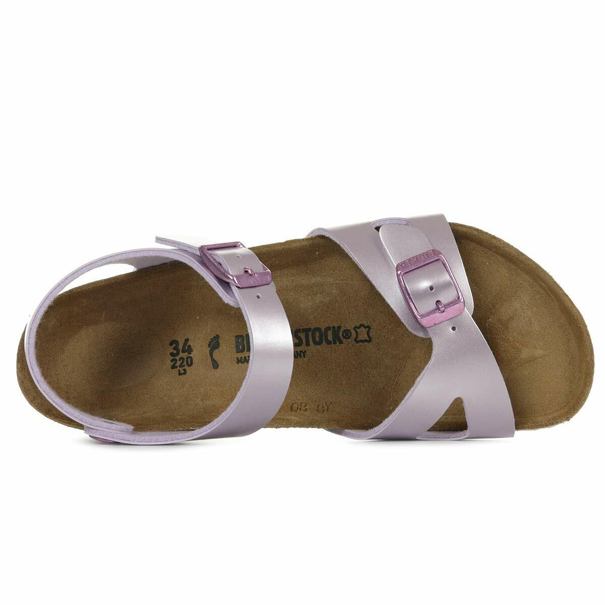 Birkenstock Girls Rio Kids' Lilac Metallic Flat Sandals Purple in Size US 1-1.5 Narrow Big Kid
