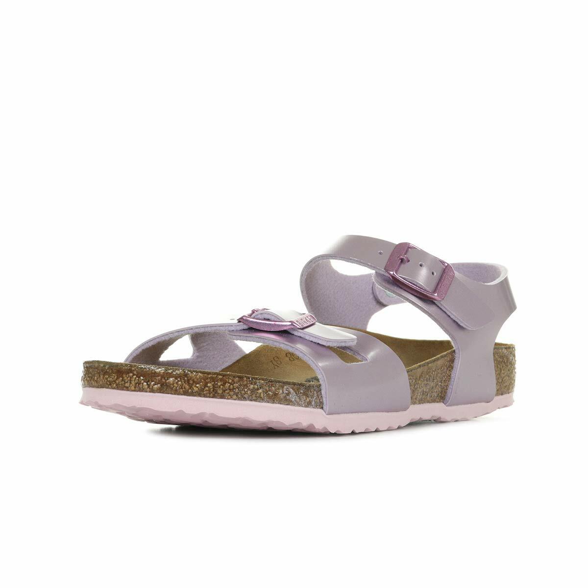 Birkenstock Girls Rio Kids' Lilac Metallic Flat Sandals Purple in Size US 1-1.5 Narrow Big Kid
