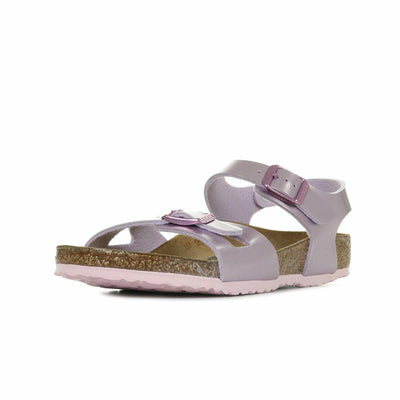 Birkenstock Girls Rio Kids' Lilac Metallic Flat Sandals Purple in Size US 1-1.5 Narrow Big Kid