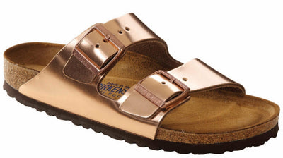 Birkenstock Unisex Arizona Metallic Copper Leather Sandals - 6-6.5 B(M) US Women