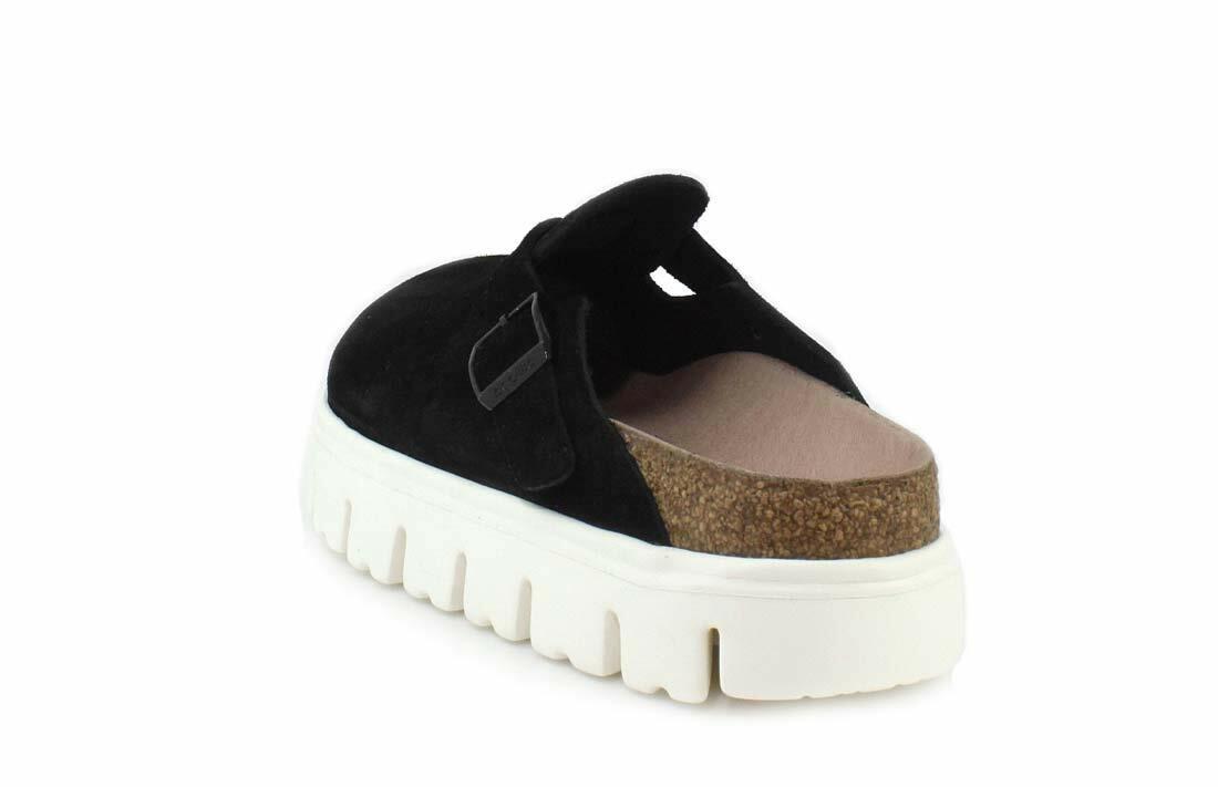 Birkenstock Womens Boston Chunky Platform Clog, Black Suede, Size 39 N EU (8-8.5 N US Women)