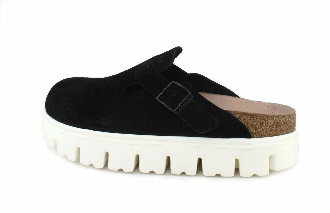 Birkenstock Womens Boston Chunky Platform Clog, Black Suede, Size 39 N EU (8-8.5 N US Women)