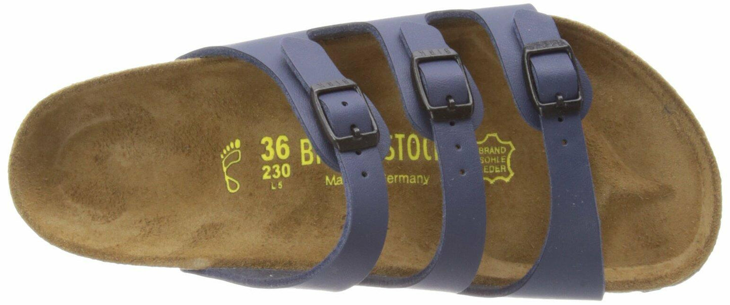 Birkenstock Women's Florida Soft Footbed Birko-Flor Blue Sandals - L6 M4 37,0