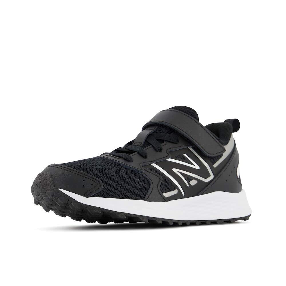 New Balance Kids Fresh Foam 650 V1 Bungee Lace with Top Strap Running Shoe, Black/Metallic Silver/White, 8 M Toddler (1-4 Years)