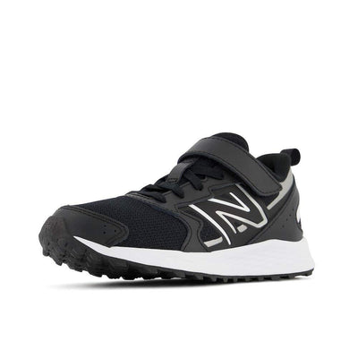New Balance Kids Fresh Foam 650 V1 Bungee Lace with Top Strap Running Shoe, Black/Metallic Silver/White, 8 M Toddler (1-4 Years)
