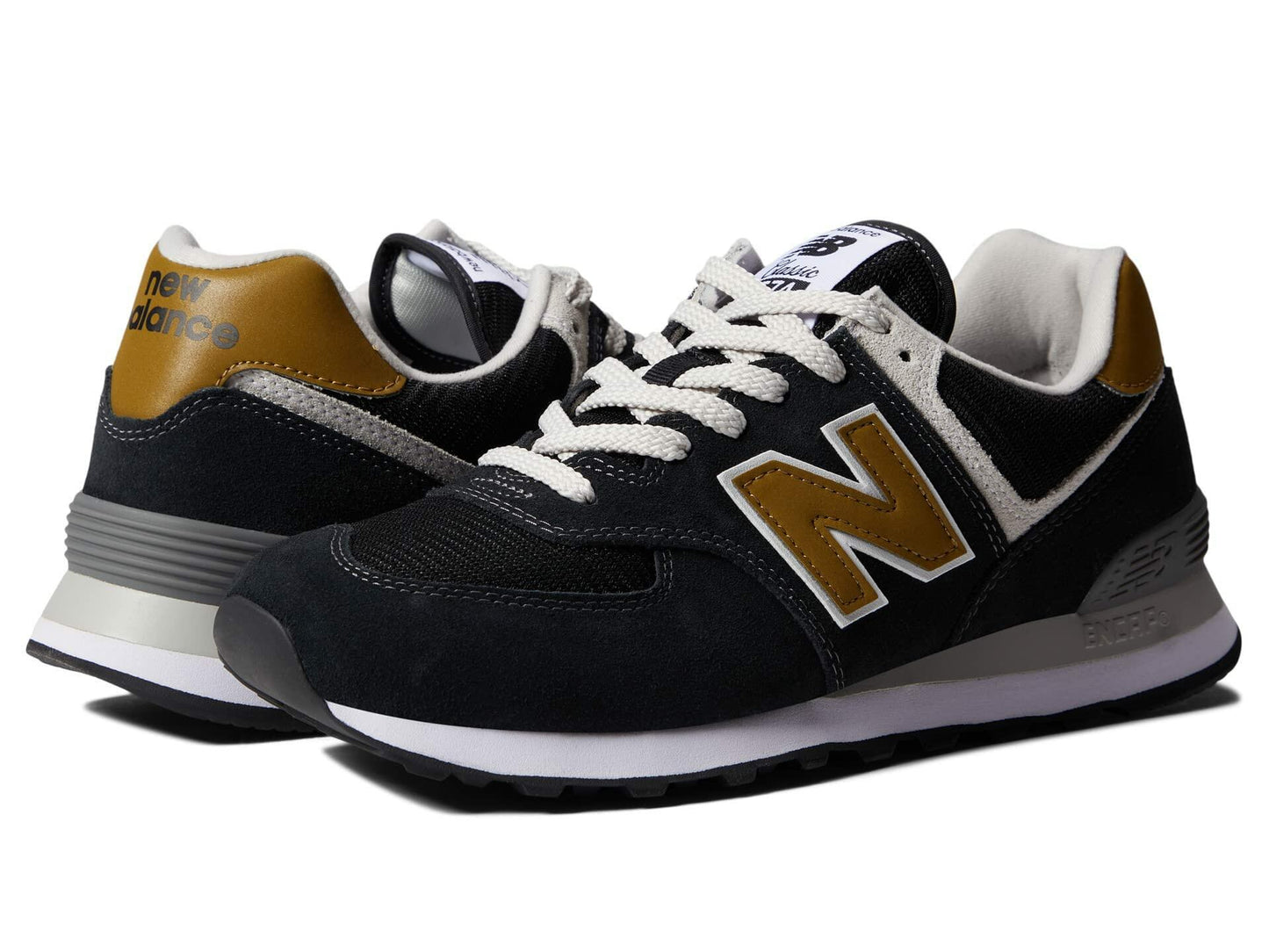 New Balance Classics Men's ML574v2 Sneaker Black/Tan 11 D - Medium