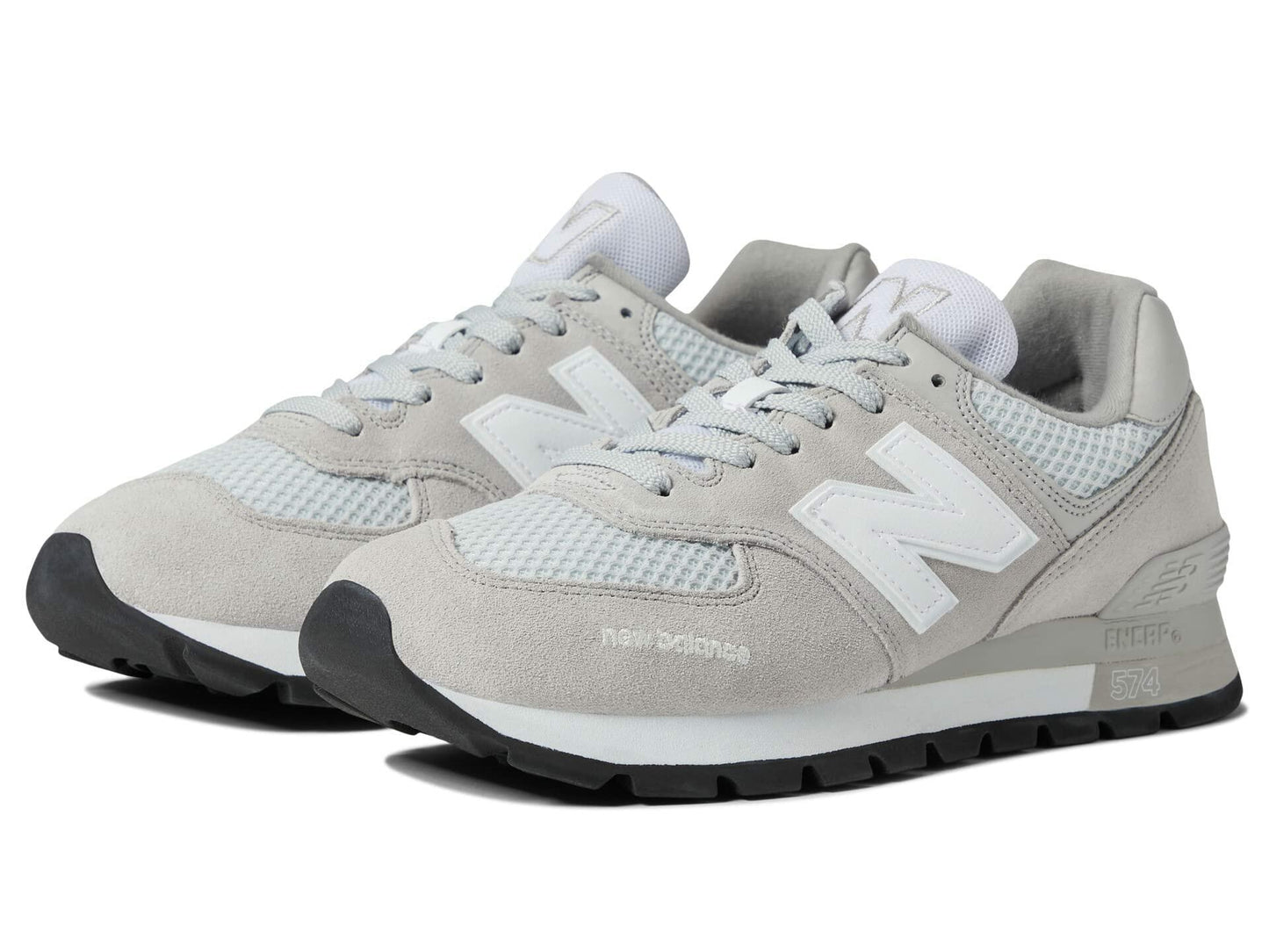 New Balance Classics 574D Rugged Sneakers for Men - Low Top Silhouette and Breathable Textile Lining Rain Cloud/White 11 D - Medium