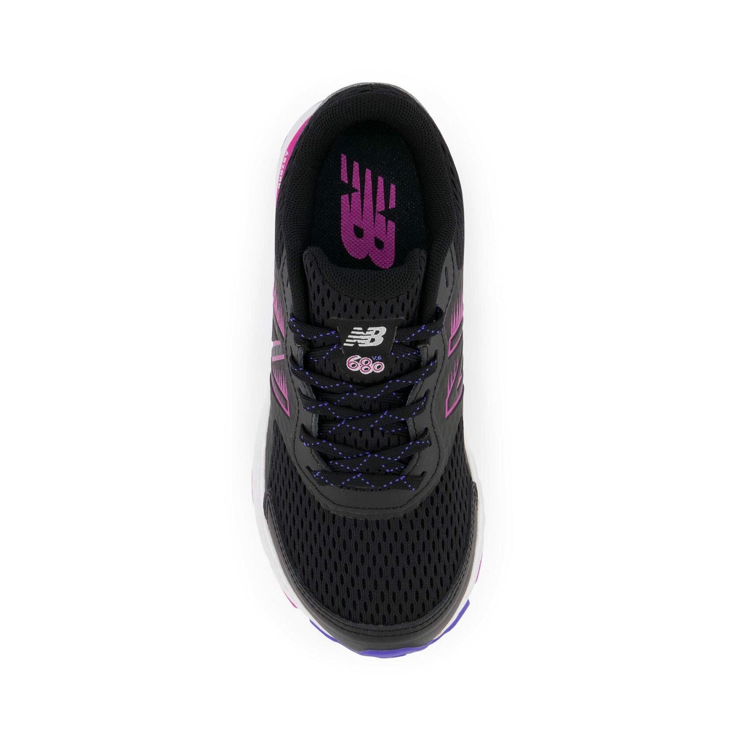 New Balance Kid's 680 V6 Lace-up Running Shoe, Black/Magenta Pop/Aura, 4 Wide Big Kid
