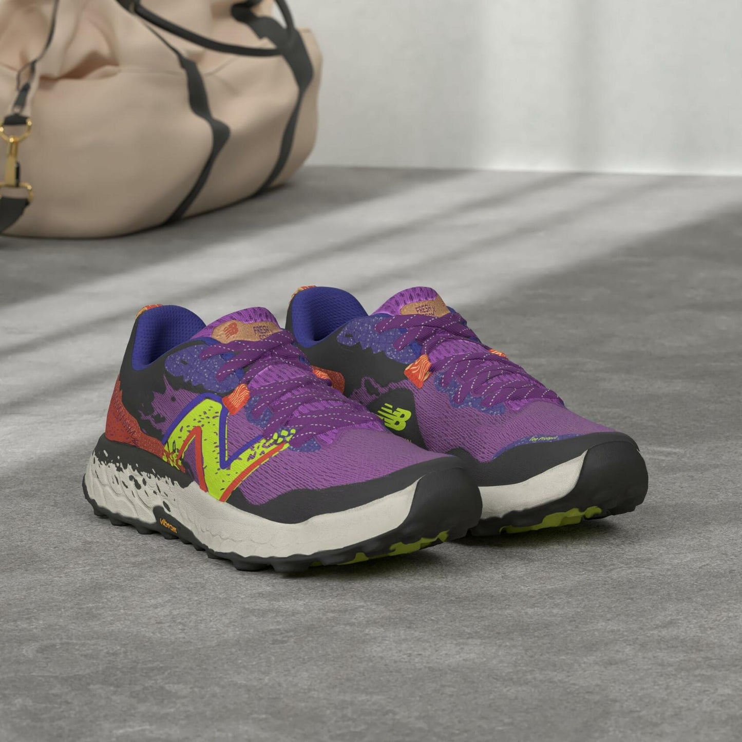 New Balance Women's Fresh Foam X Hierro v7, Size: 10.5 Width: B Color: Mystic Purple/Poppy/Lemonade