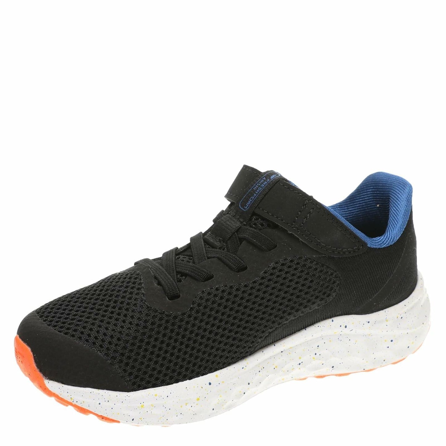 New Balance Fresh Foam Arishi V4 Bungee Lace with Top Strap Running Shoe, Black/Blue Agate/Blaze Orange, 2 Wide US Unisex Little_Kid