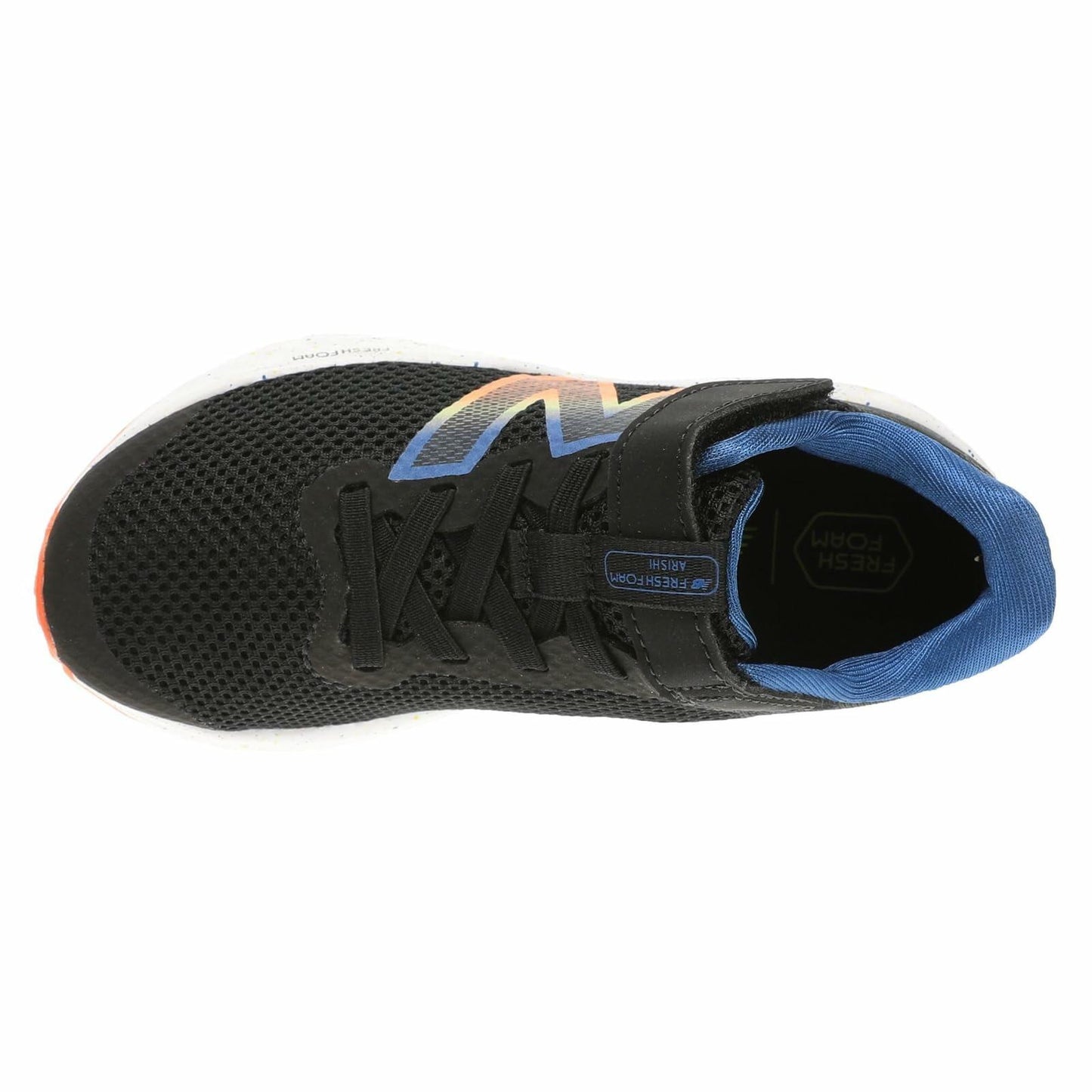 New Balance Fresh Foam Arishi V4 Bungee Lace with Top Strap Running Shoe, Black/Blue Agate/Blaze Orange, 2 Wide US Unisex Little_Kid