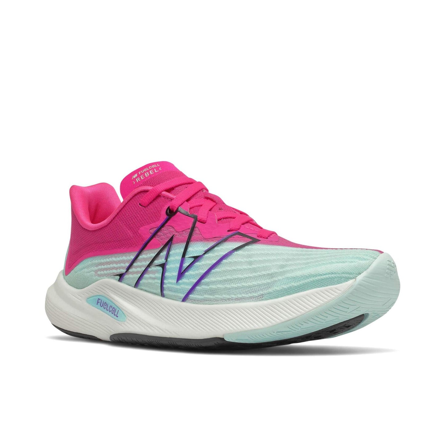 New Balance Women's FuelCell Rebel v2 Running Shoes, Pale Blue Chill/Pink Glo (Pale Blue CHILL/Pink GLO, 9 Wide