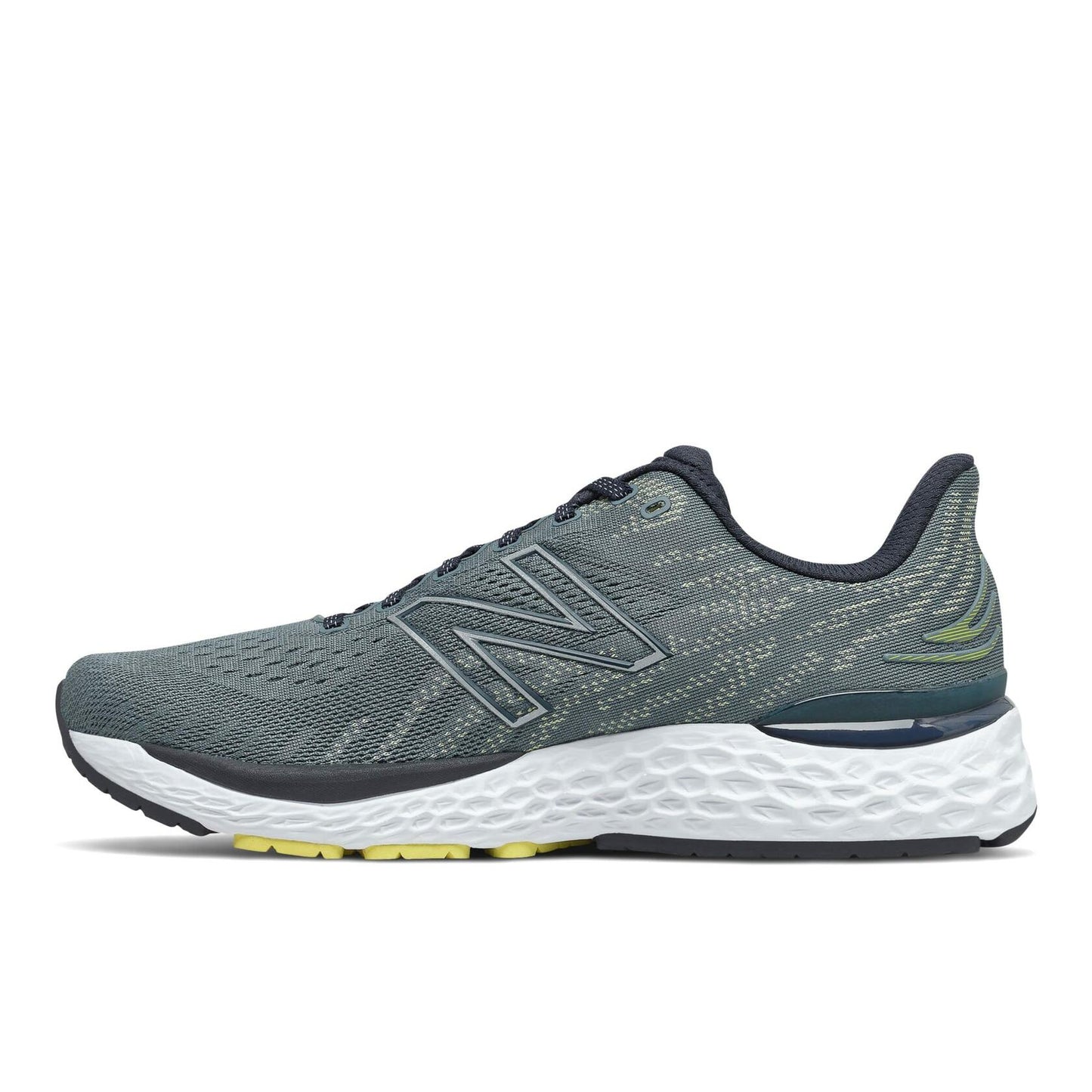 New Balance Men's Fresh Foam 880v11 Running Shoe, Grey/Yellow, 14 Narrow