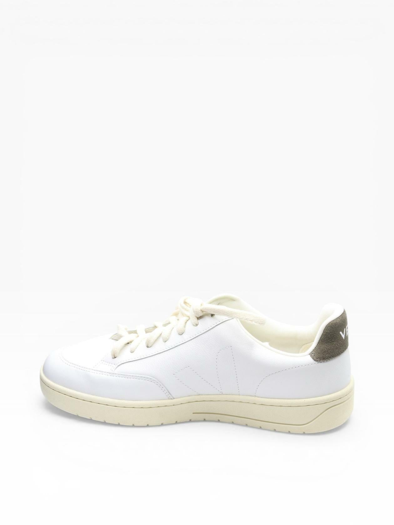 Veja Men's V-12 Stitch Sneakers, Extra White/Khaki, 11 Medium US