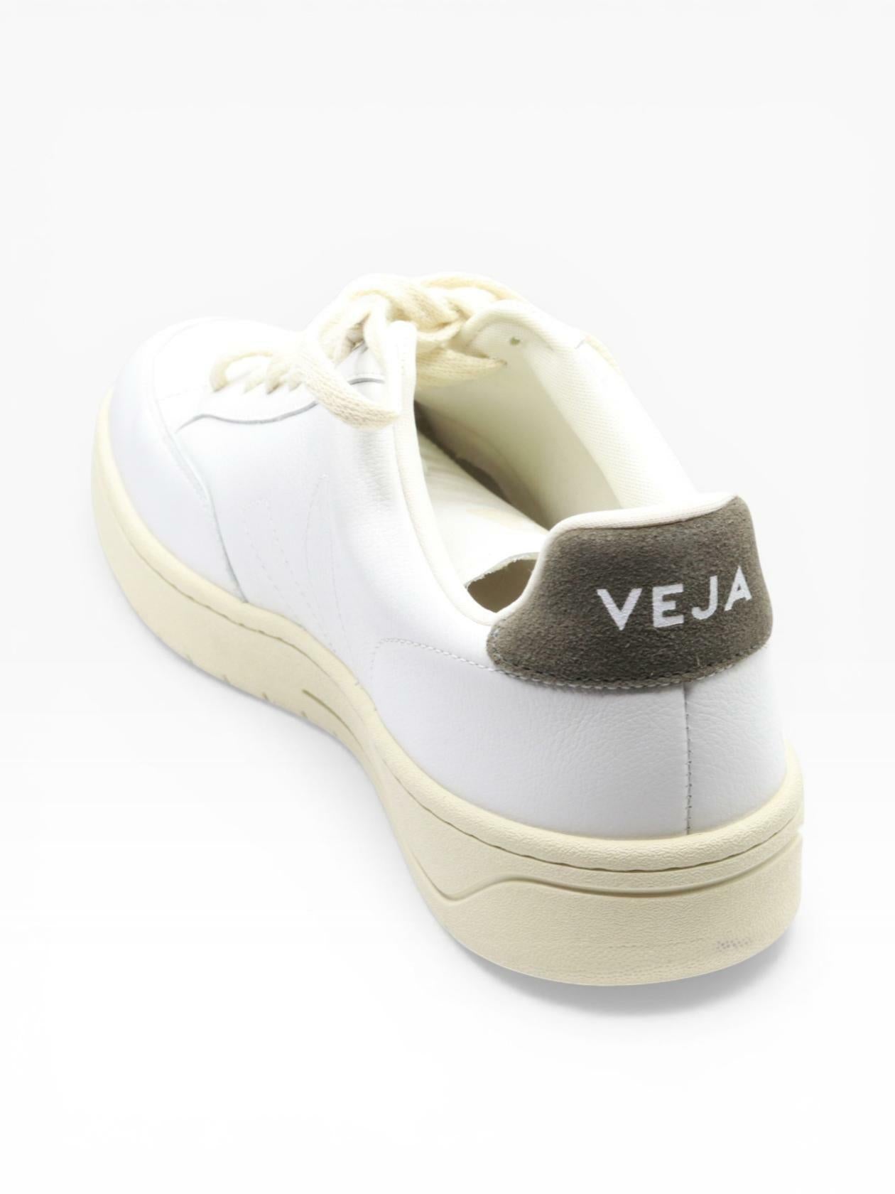 Veja Men's V-12 Stitch Sneakers, Extra White/Khaki, 11 Medium US