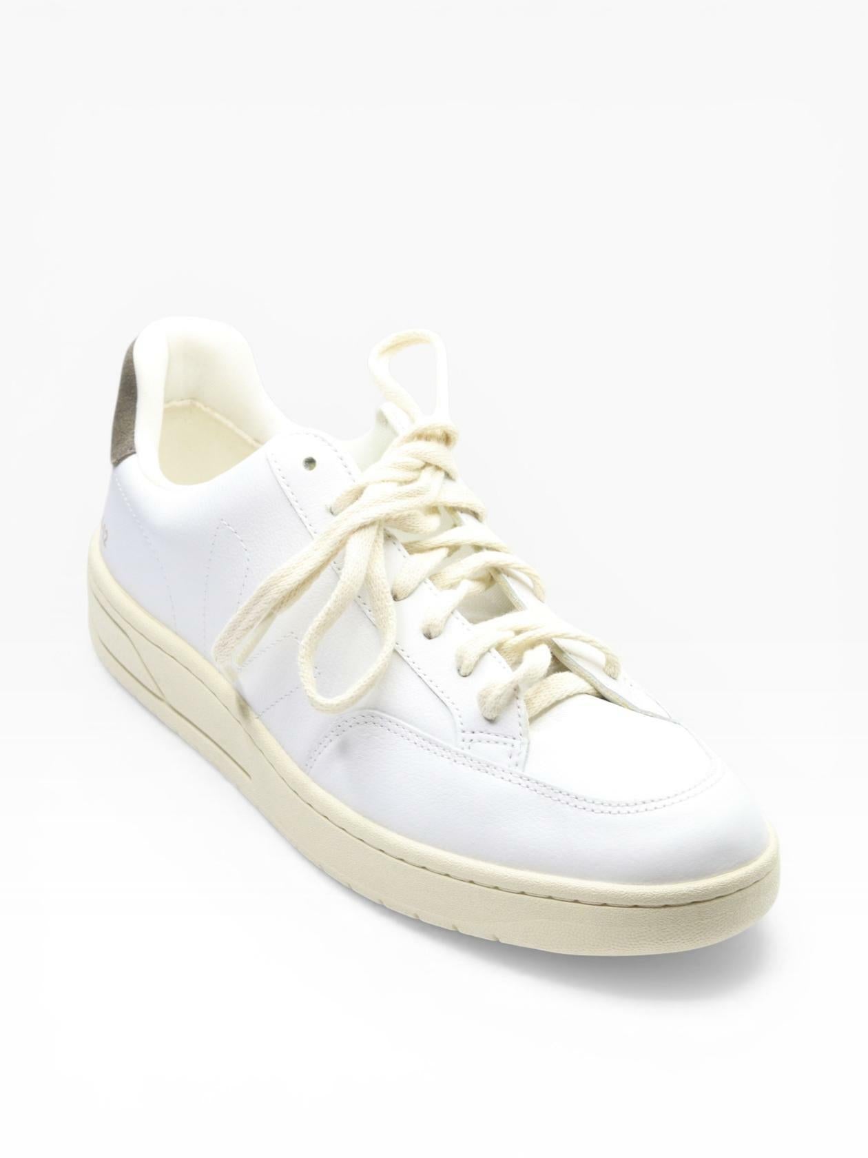 Veja Men's V-12 Stitch Sneakers, Extra White/Khaki, 11 Medium US
