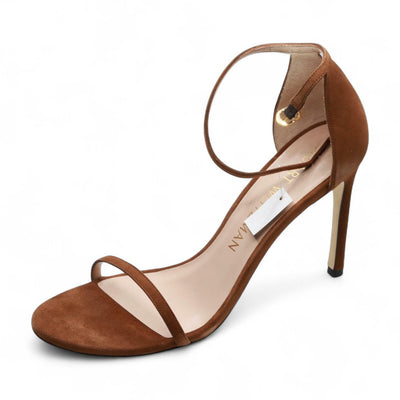 Stuart Weitzman Nudistsong Ankle Strap Sandal Coffee 10 B SUEDE