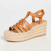 Tory Burch Women's Fisherman Wedge Espadrilles, Toasted Souffle, Tan, Orange, 7.5 Medium US