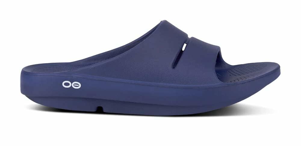 OOFOS - Unisex OOahh Sport - Post Run Recovery Slide Sandal (Navy Blue, us_Footwear_Size_System, Adult, Women, Numeric, Medium, Numeric_14)