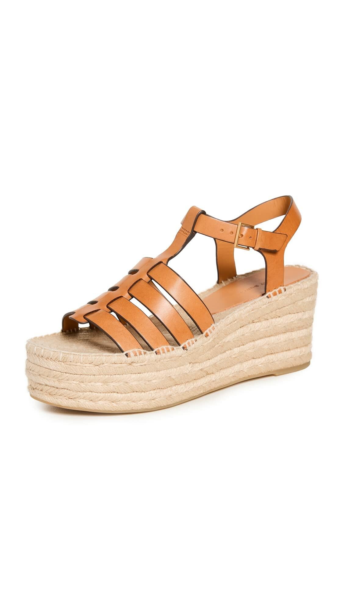 Tory Burch Women's Fisherman Wedge Espadrilles, Toasted Souffle, Tan, Orange, 7.5 Medium US