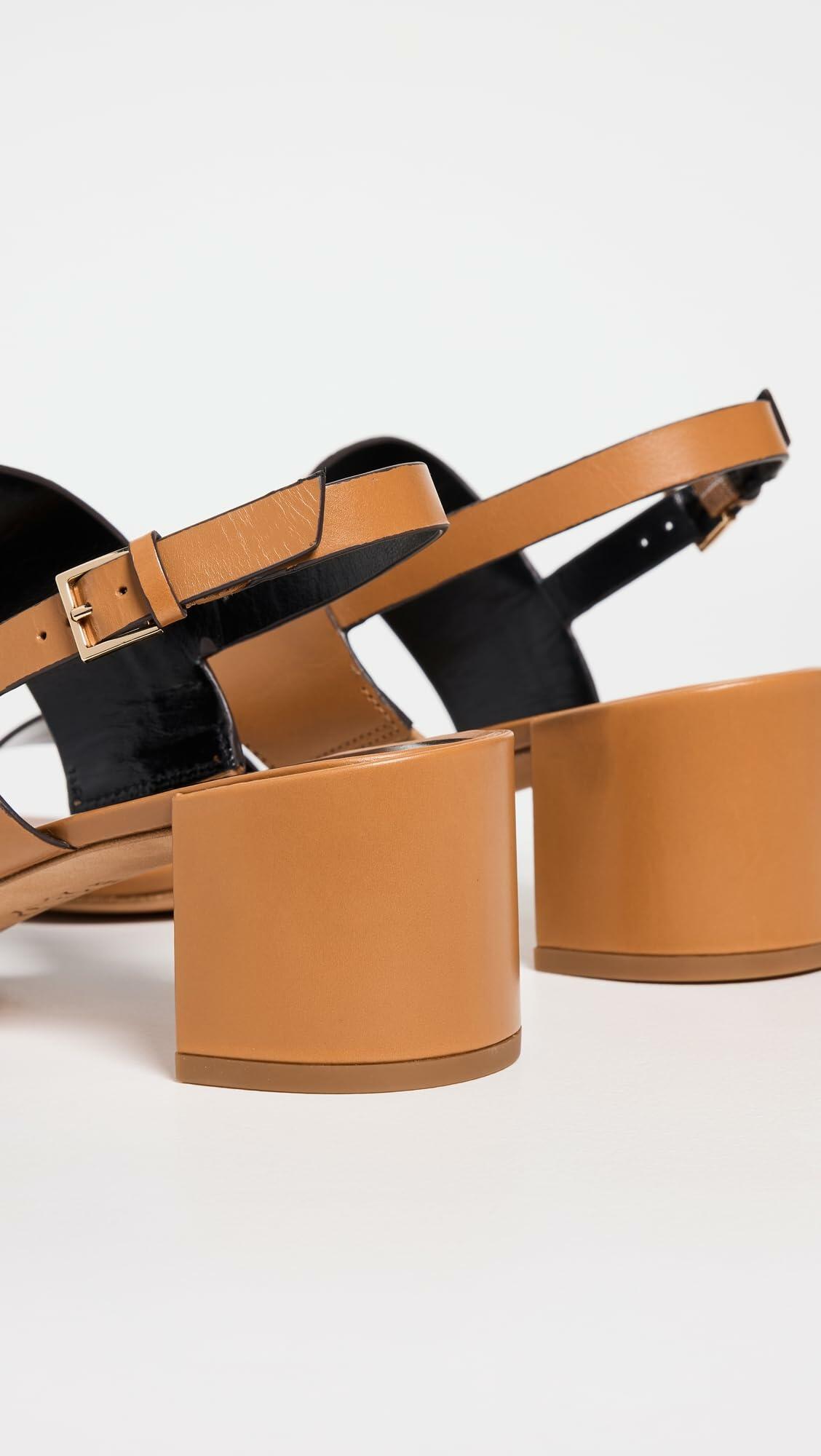 Tory Burch Women's 50mm Double T Heel Sandals, Caramel Corn/Perfect Black, 10 Medium US
