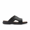 Clarks Collection Men's Walkford Band Slide Sandal, Black Leather, 8.5 Wide US