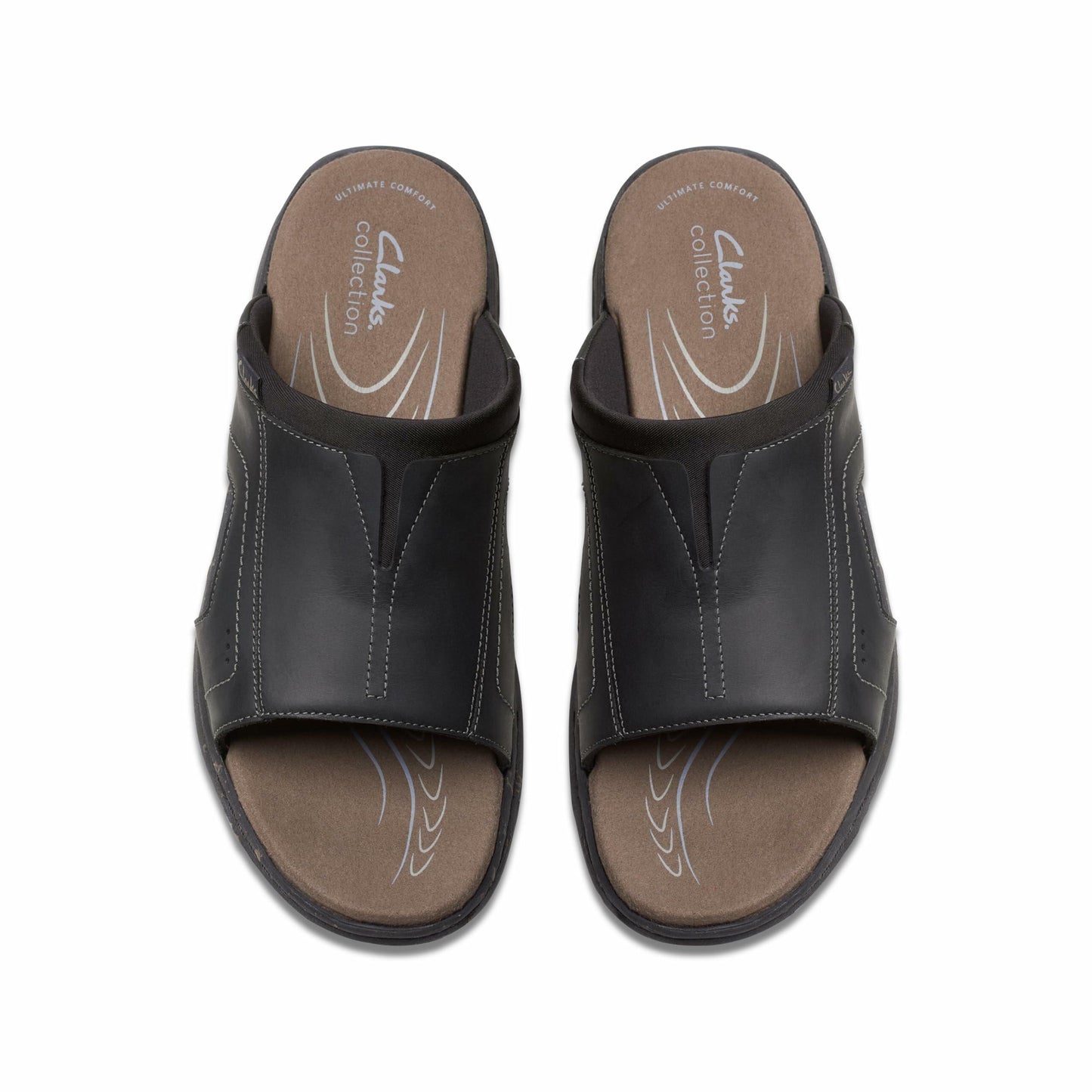 Clarks Collection Men's Walkford Band Slide Sandal, Black Leather, 8.5 Wide US
