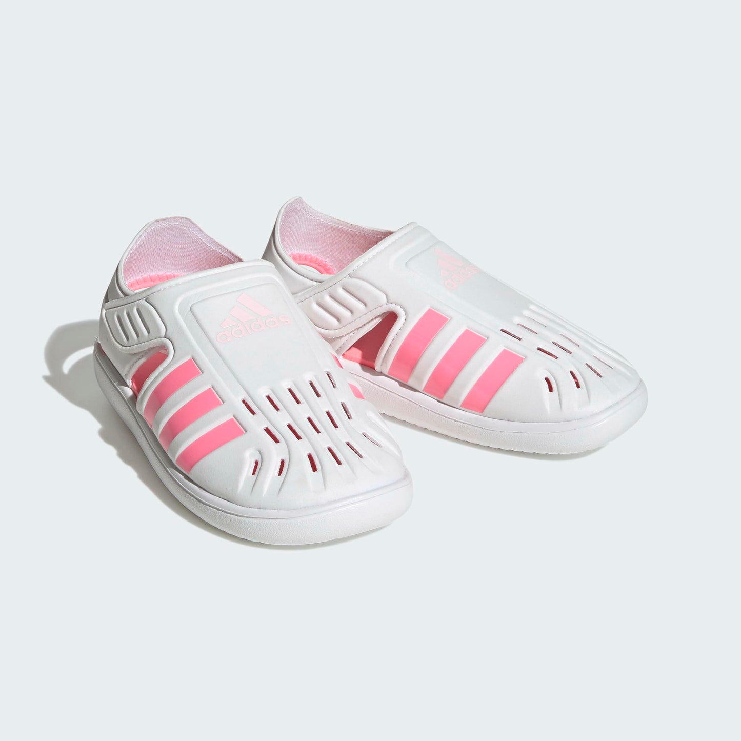 adidas Girl's Summer Closed Toe Water Sandals (Toddler/Little Kid) White/Beam Pink/Clear Pink 11 Little Kid M