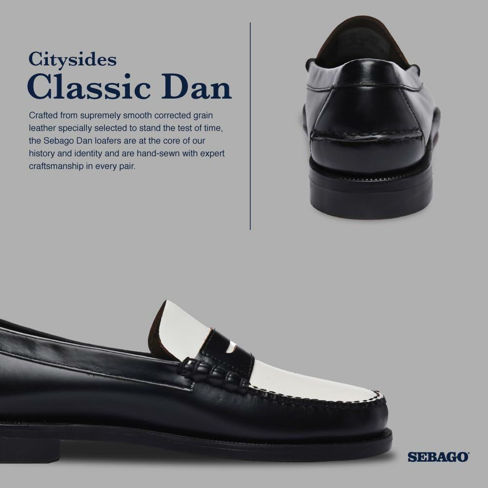 Sebago Men's Classic Dan Loafer Shoes, Black-White - 13 Regular