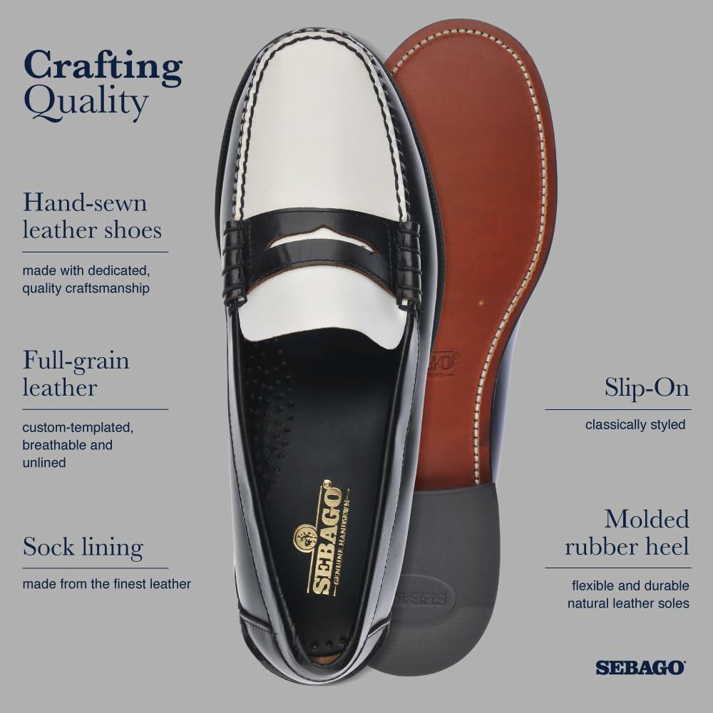 Sebago Men's Classic Dan Loafer Shoes, Black-White - 13 Regular