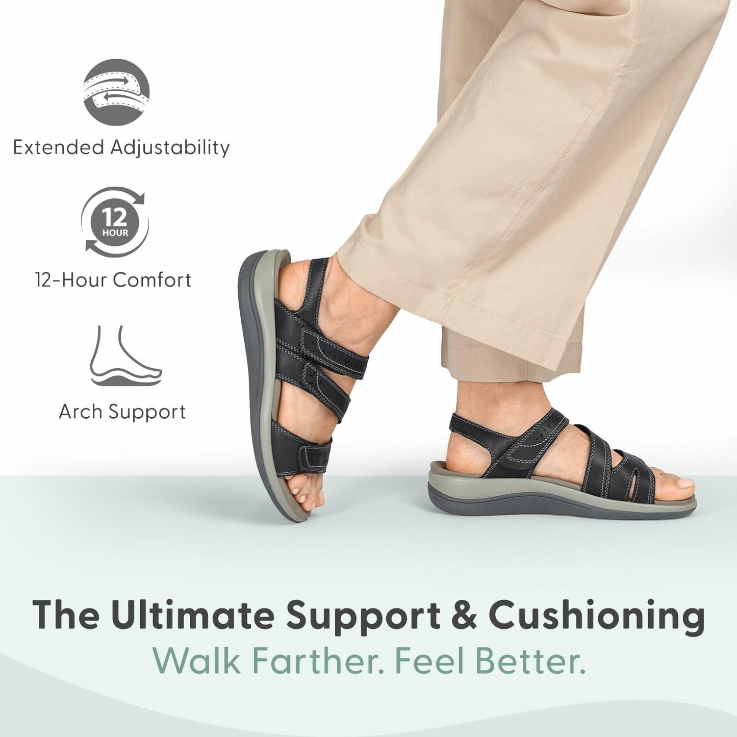 Orthofeet Naxos Black 8.5 EE - Extra Wide