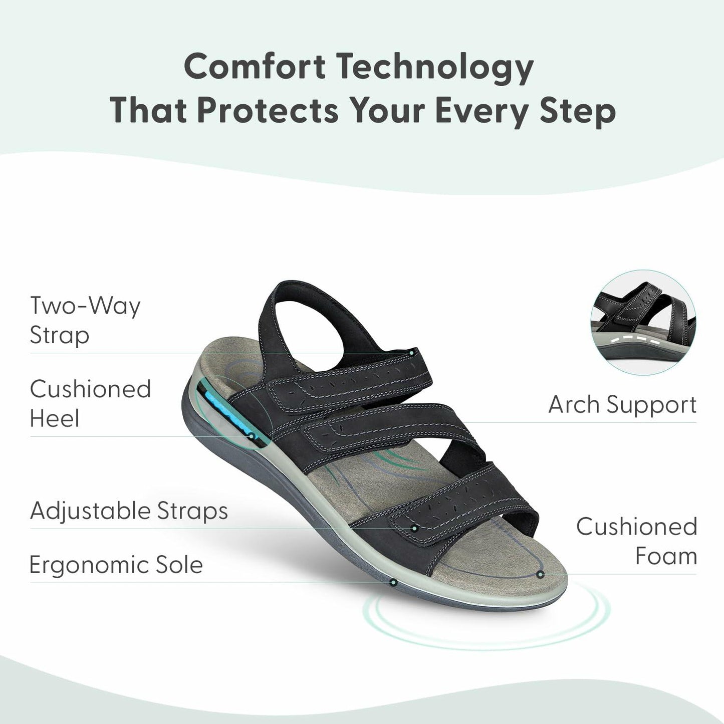 Orthofeet Naxos Black 8.5 EE - Extra Wide