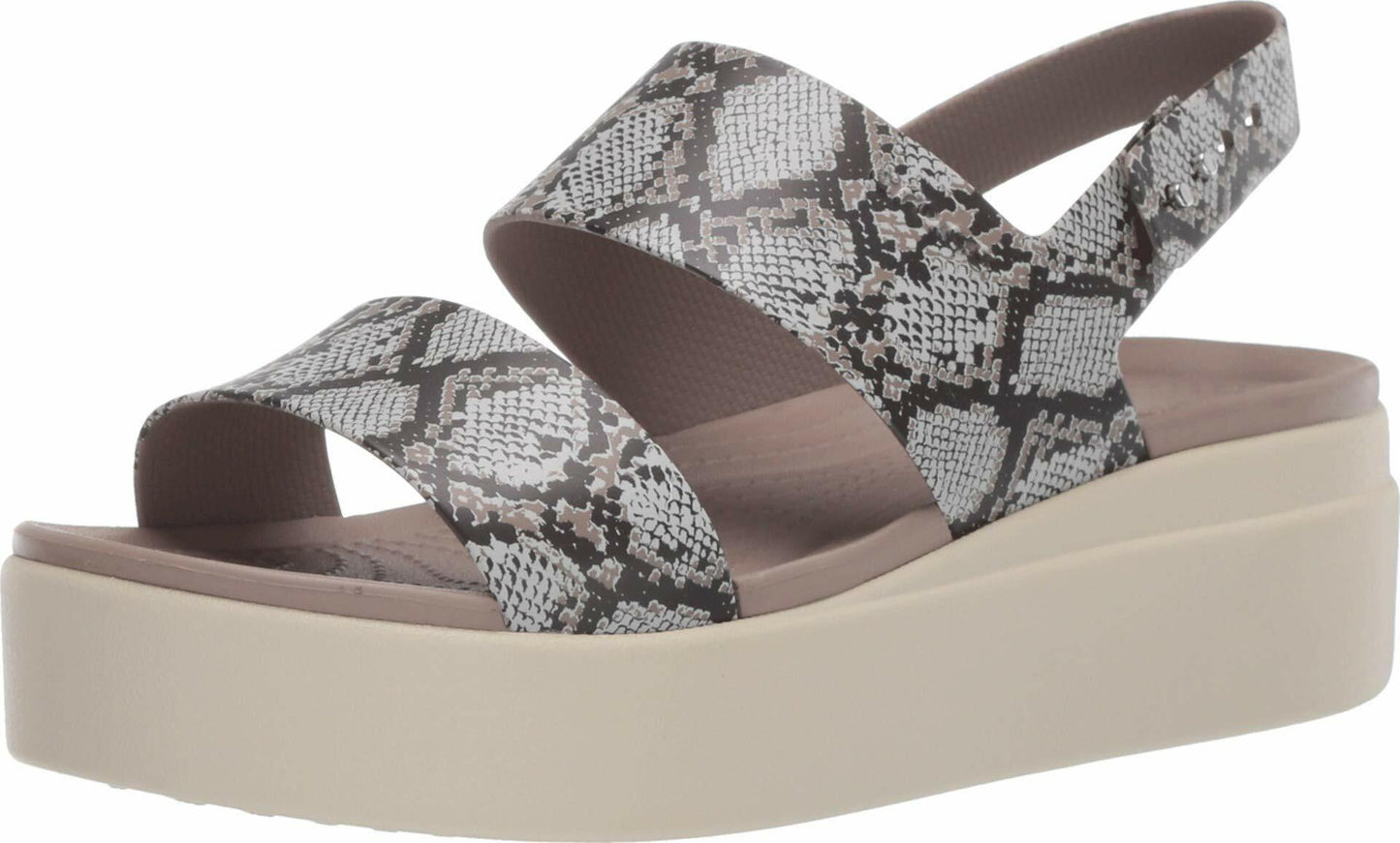Crocs Brooklyn Low Wedge for Women - Adjustable Buckle Heel Straps with Pushpin Closure, Flexible, and All-Day Wear Multi/Stucco 7 M