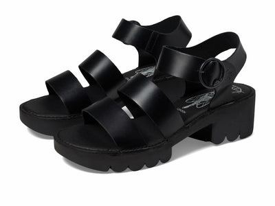 Fly London Women's Heels Sandal, Black, 8