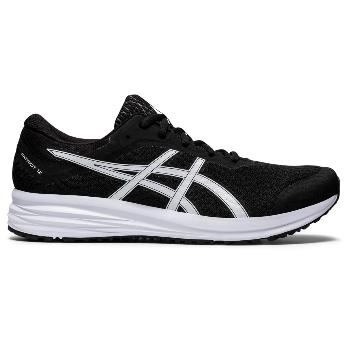 ASICS Men's Patriot 12 Running Shoes, 13, Black/White