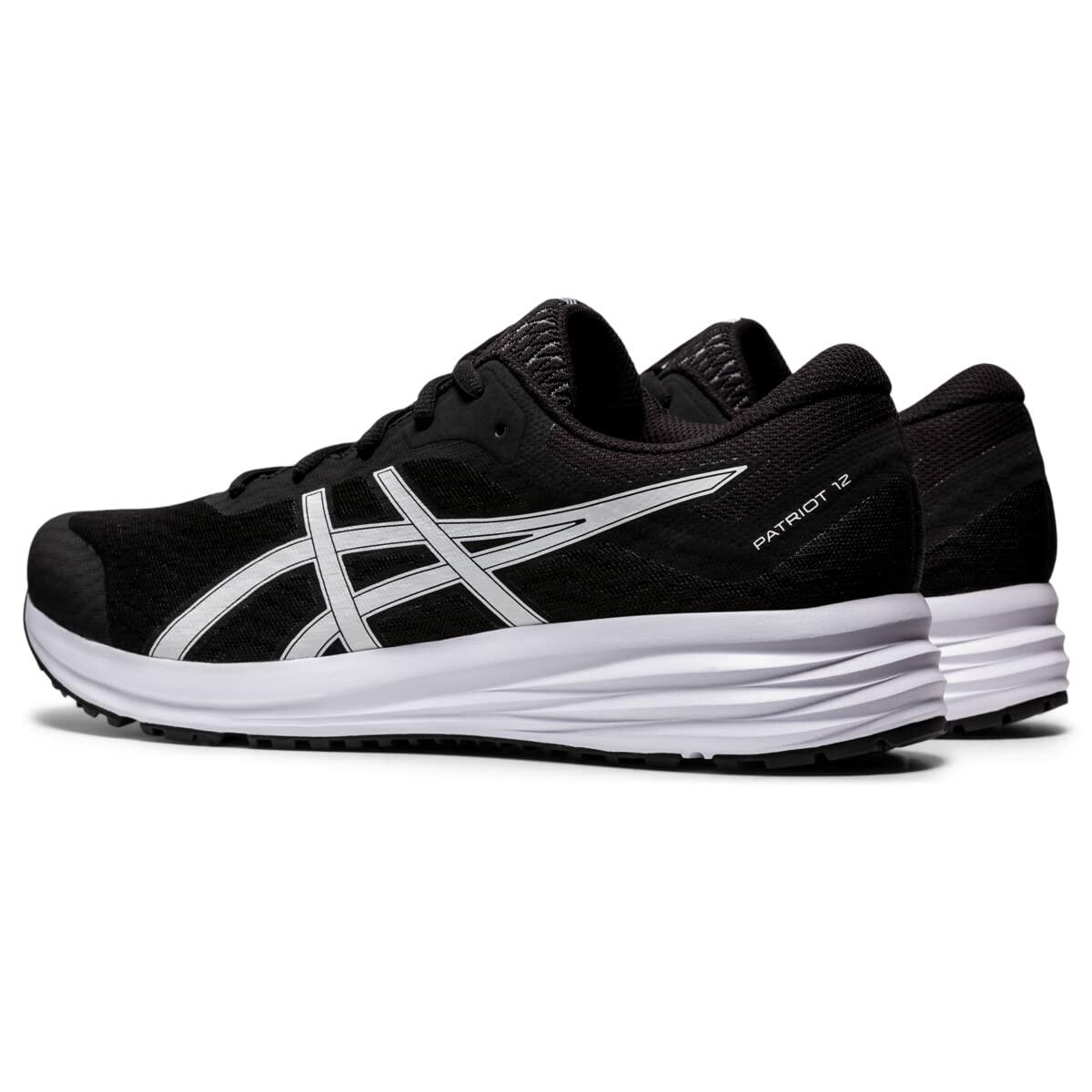 ASICS Men's Patriot 12 Running Shoes, 13, Black/White